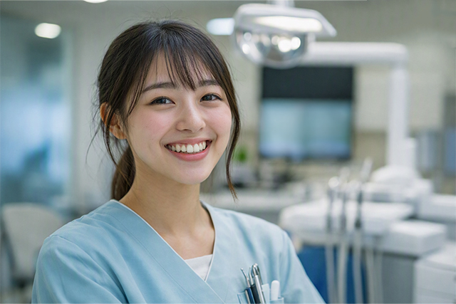 歯科診療所で働く笑顔の看護師